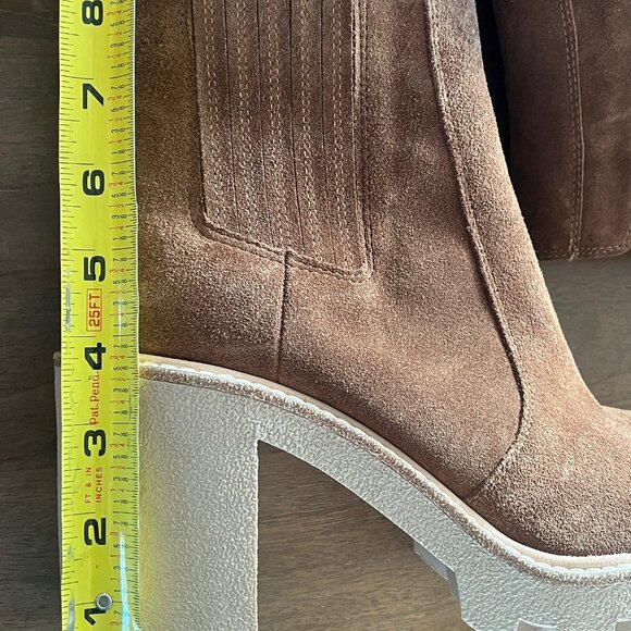Gianni Bini Ryker Brown Suede Heeled Boots Size 10M Chunky Platform‎ Block Heel - Picture 10 of 11